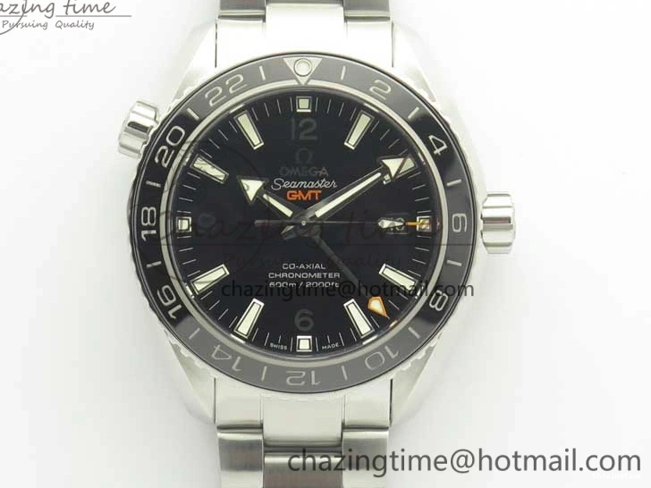 0312 Chic Planet Ocean 600M Co-Axial GMT 43.5mm VSF 1:1 Best Edition Black Dial Silver Markers on SS Bracelet A8605 Super Clone 8025